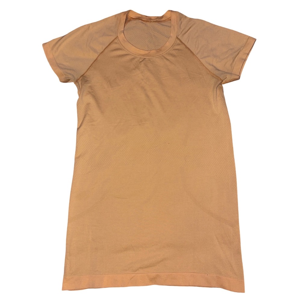 Lululemon Womens Orange Short Sleeve Athletic Top Seamless Yoga Shirt, Size 6